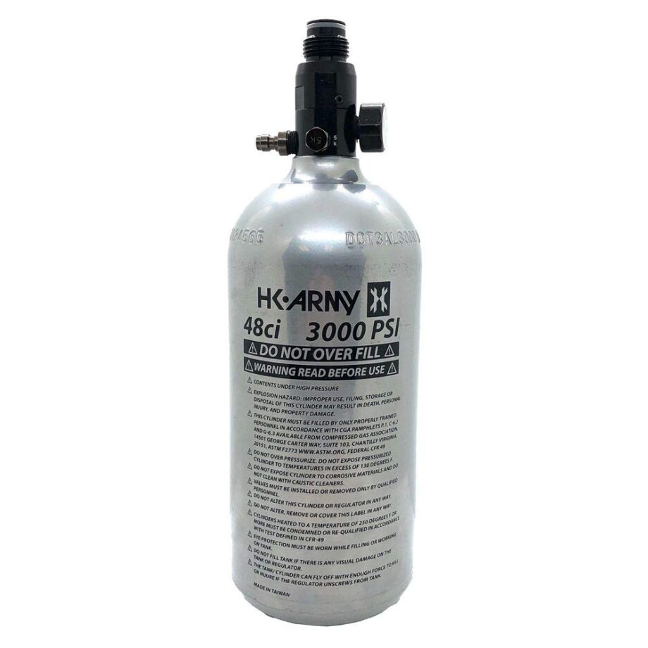 HK Army 48ci/3000psi Aluminum Compressed Air HPA Tank - Refillable High Pressure System for Paintball & Airsoft Gear - Gunmetal