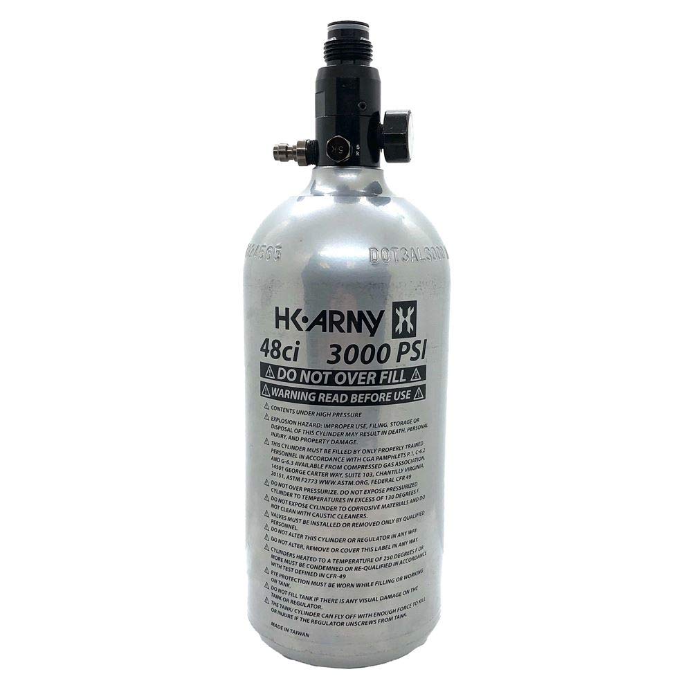 HK Army 48ci/3000psi Aluminum Compressed Air HPA Tank - Refillable High Pressure System for Paintball & Airsoft Gear - Gunmetal