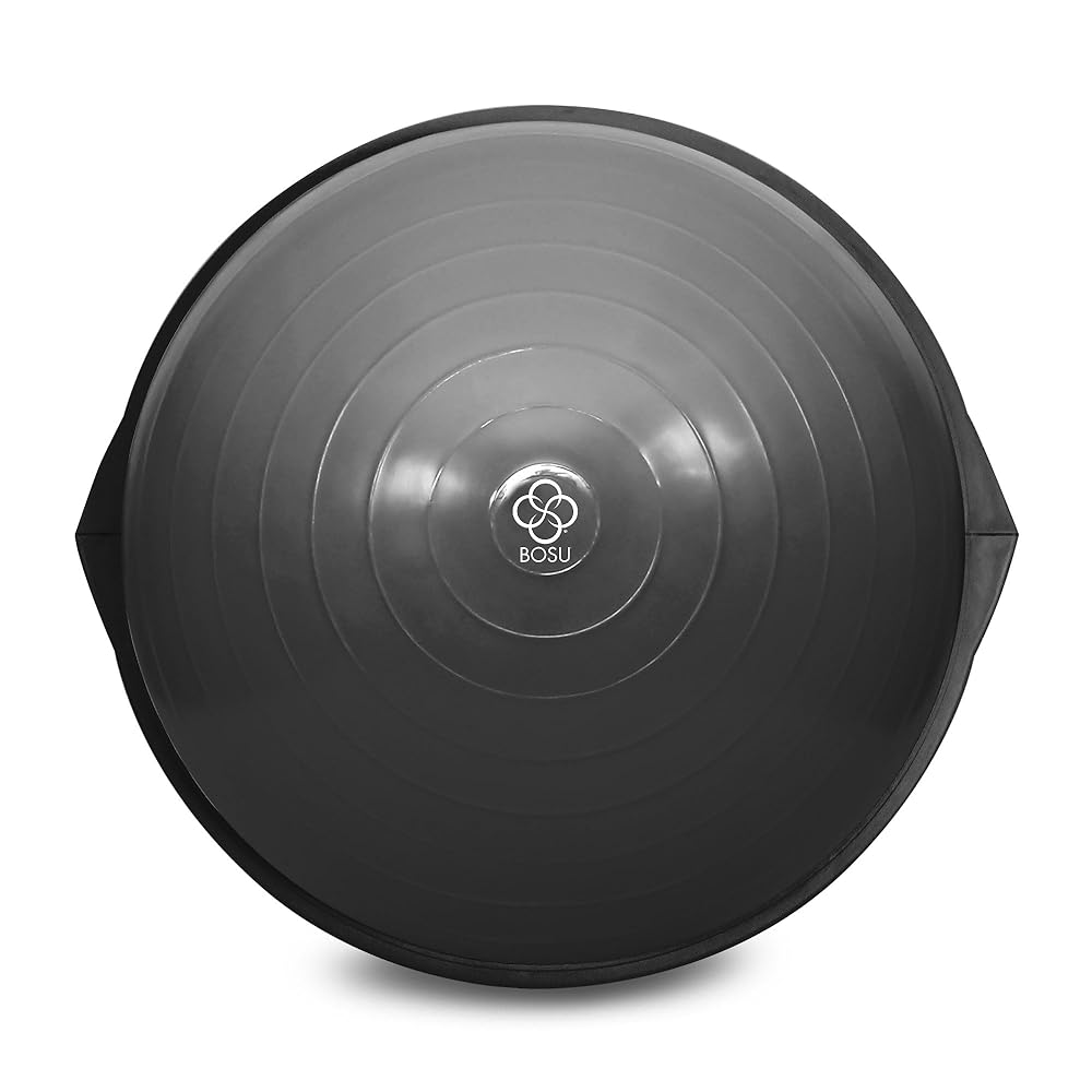 BOSU BT Pro Balance Fitness Core & Cardio Training Wobble Inflatable Rubber Exercise Ball for Home Gyms & Full Body Workouts, Grey & Black
