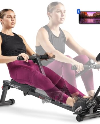 Sunny Health & Fitness Smart Compact Adjustable Rowing Machine, 12 Levels Adjustable Resistance, Complete Body Workout, Connect via Bluetooth with Exclusive SunnyFit App - SF-RW1205SMART