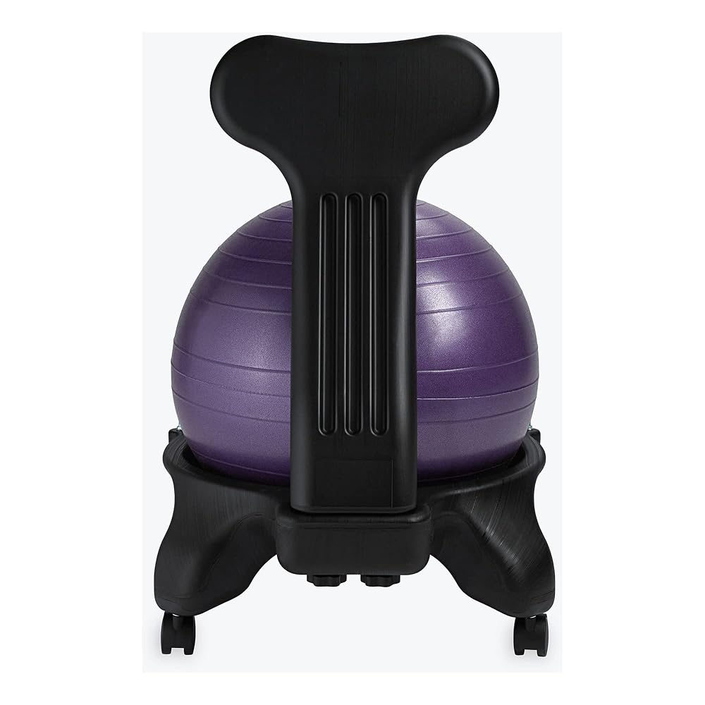 Gaiam Classic Balance Ball Chair – Ergonomic Stability Chair for Desk & Office | Yoga Ball Seat with Base, Air Pump, & Exercise Guide | Improves Posture & Core Strength (300 lb Capacity)