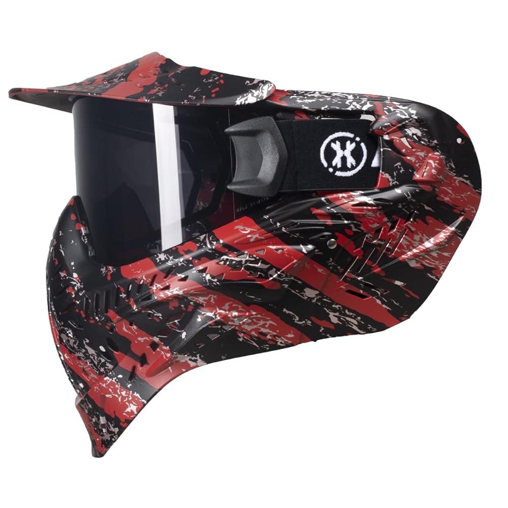 HK Army HSTL Goggle Paintball Airsoft Mask with Anti Fog Thermal Lens (Fracture Black/Red/Smoke Lens)