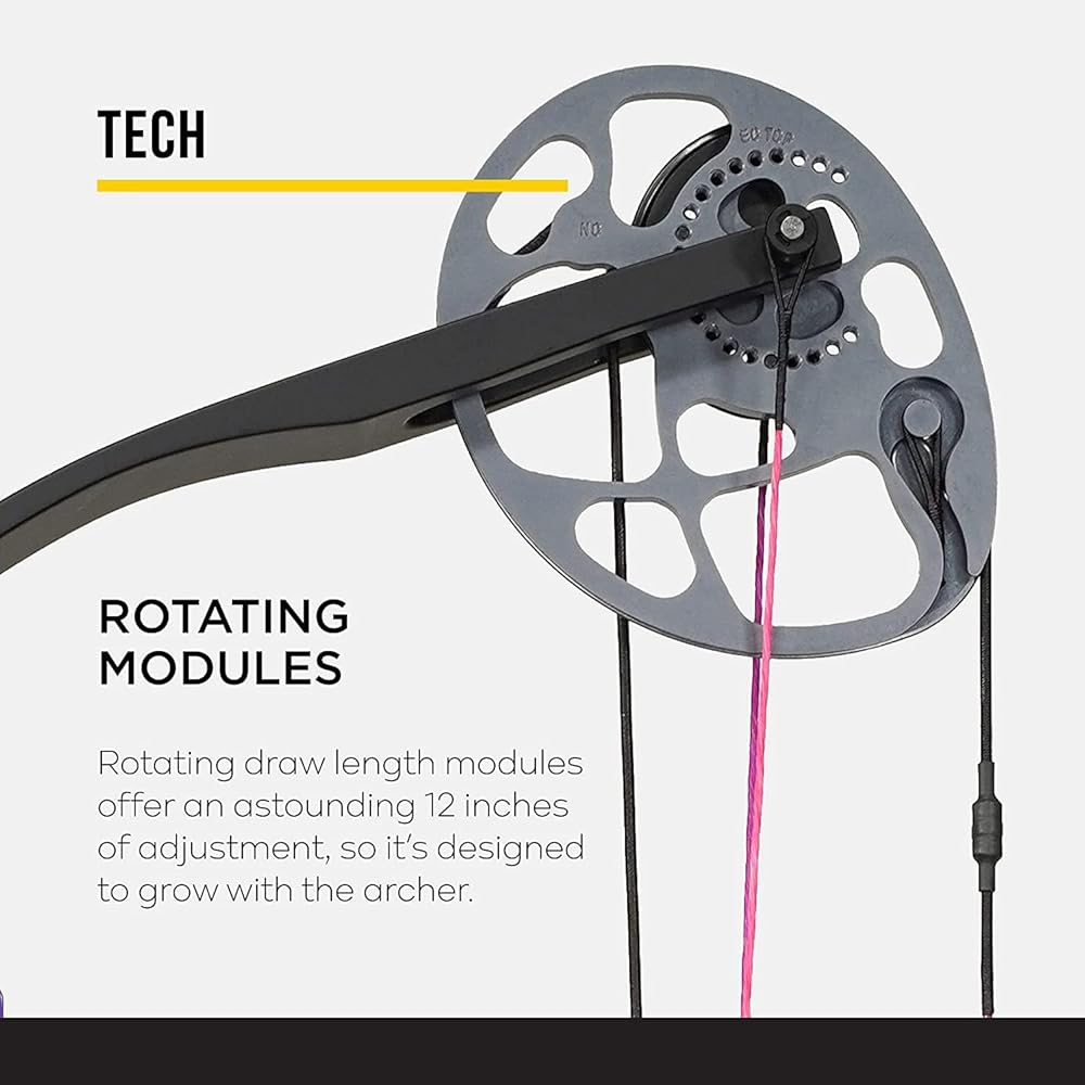 DIAMOND ARCHERY Prism Fully Equipped Adjustable Durable Compound Bow, 5-55 lbs, Purple, Right Hand