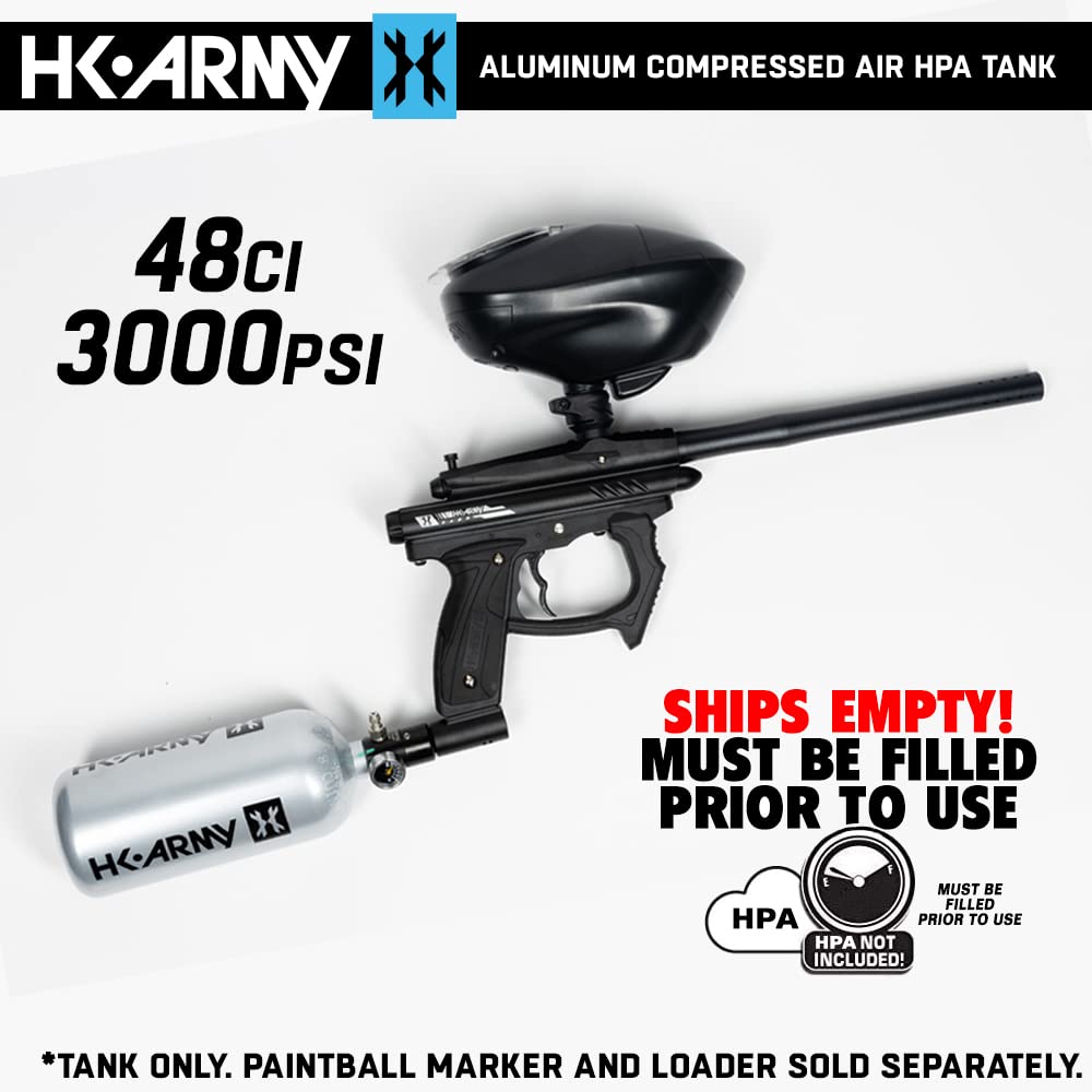 HK Army 48ci/3000psi Aluminum Compressed Air HPA Tank - Refillable High Pressure System for Paintball & Airsoft Gear - Gunmetal