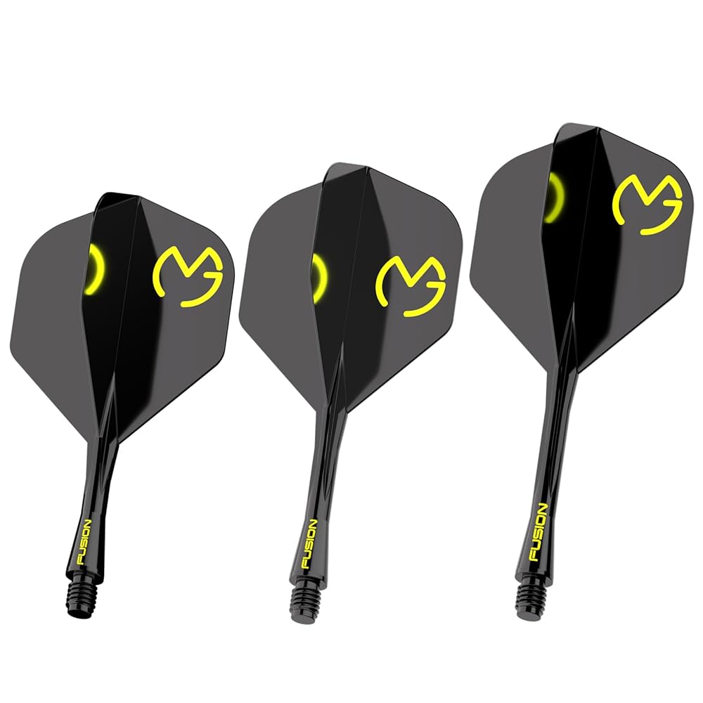 Winmau Darts Fusion Integrated Flight & Shaft System - No.2 Shape & Design - Mvg Design, Short Length