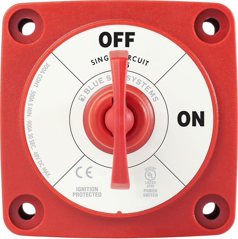Blue Sea Systems 6005 m-Series ON/OFF Battery Isolator Switch with Locking Key, Red
