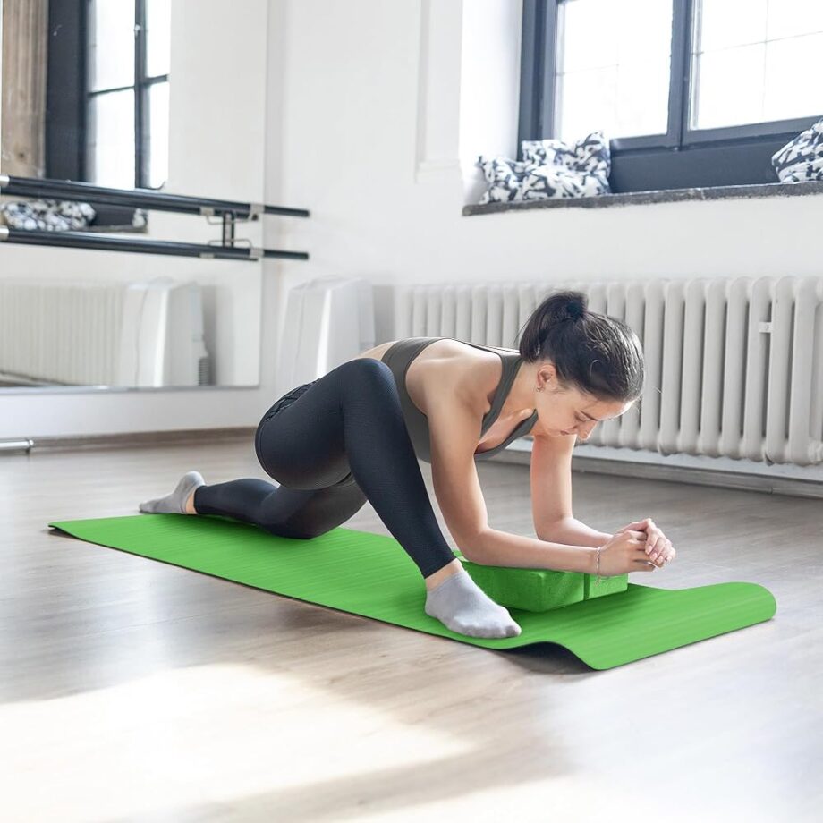 BalanceFrom 7-Piece Yoga Set with 71x24x0.5 Inches Extra Thick Mat and Carrying Sling – Includes 2 Blocks, Stretch Strap, 2 Towels, and Knee Pad for Home, Studio, and Gym Workouts