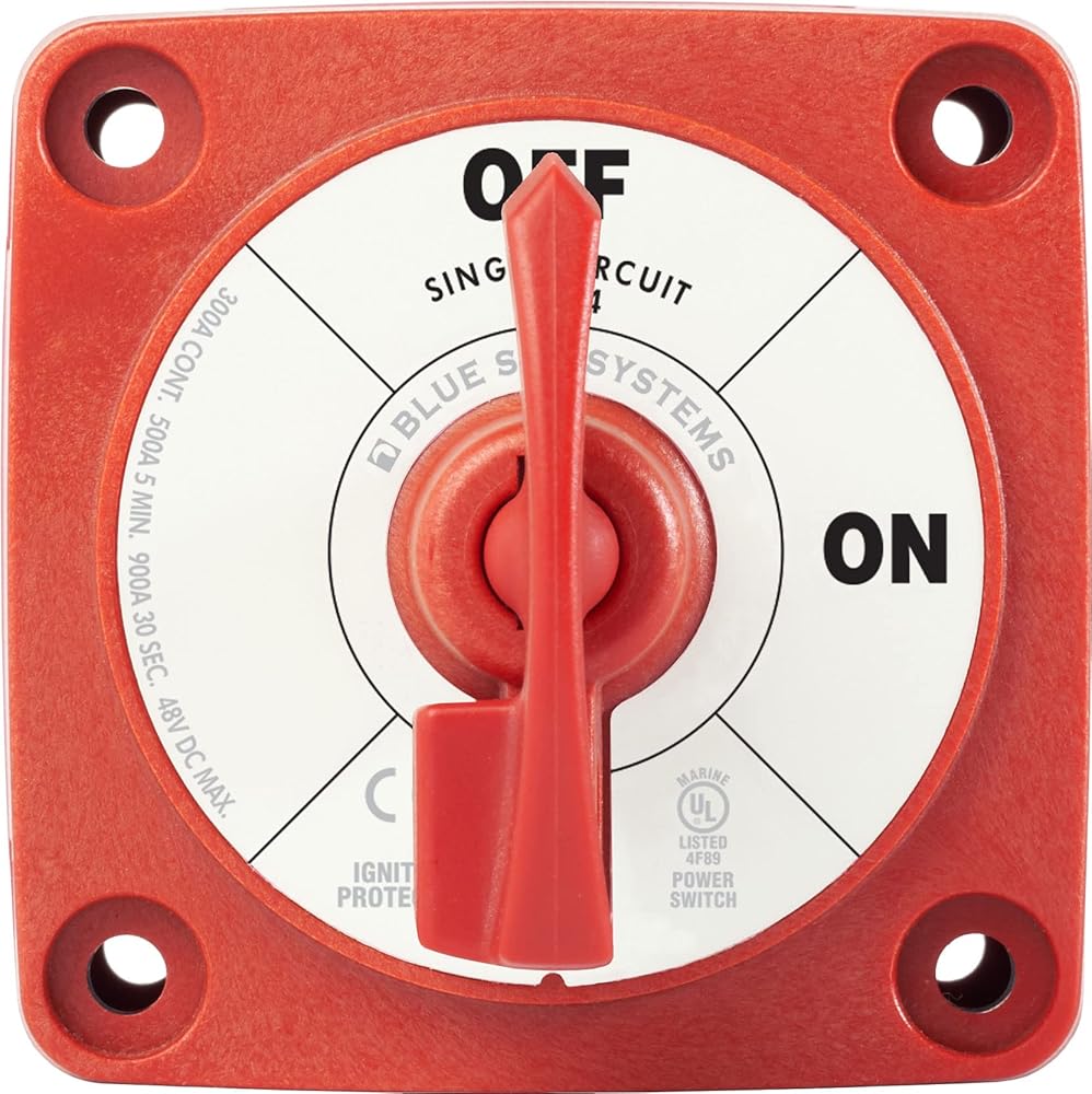Blue Sea Systems 6004 m-Series ON/OFF Battery Isolator Switch with Locking Key, Red