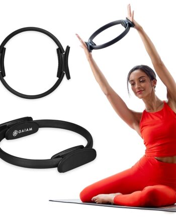 Gaiam Pilates Ring 12" Fitness Circle - Lightweight & Durable Foam Padded Handles | Flexible Resistance Exercise Equipment for Toning Arms, Thighs/Legs & Core, Black