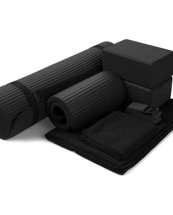 BalanceFrom 7-Piece Yoga Set with 71x24x0.5 Inches Extra Thick Mat and Carrying Sling – Includes 2 Blocks, Stretch Strap, 2 Towels, and Knee Pad for Home, Studio, and Gym Workouts