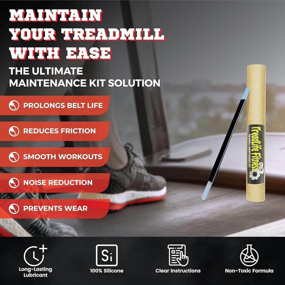 TreadLife Fitness Treadmill Maintenance Kit | 1 Year Supply of Treadmill Lubricant for Belt | 100% Silicone Lube | Extra Wide TruLube Applicator Wand | Directions Included