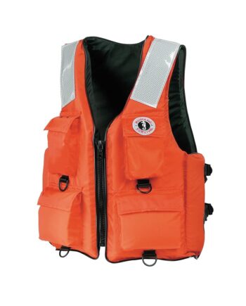 MUSTANG SURVIVAL - Classic Industrial Vest with 4 Pockets & Solas Reflective Tape (Orange - S) - USCG Approved, D-Rings, Solas reflectivity, 4 Pockets