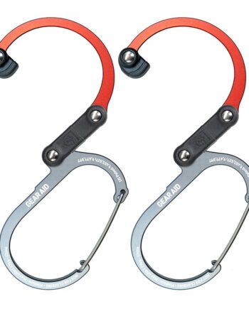 GEAR AID HEROCLIP Carabiner Gear Clip and Hook (Medium) for Camping, Backpack, and Garage Organization, Orange, 2 Pack