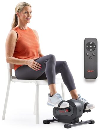 Sunny Health & Fitness Smart Motorized Mini Exercise Bike, Dual Function Portable Under-Desk Pedal Trainer for Low-Impact Cardio Home Workout, Free SunnyFit App Connection – SF-B024041