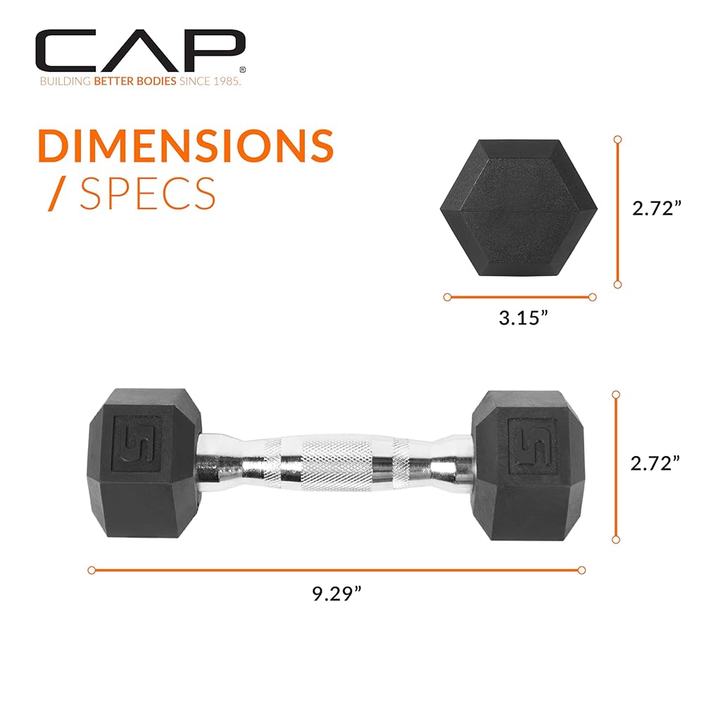 CAP Barbell 5 LB Pair Coated Hex Dumbbell Weight
