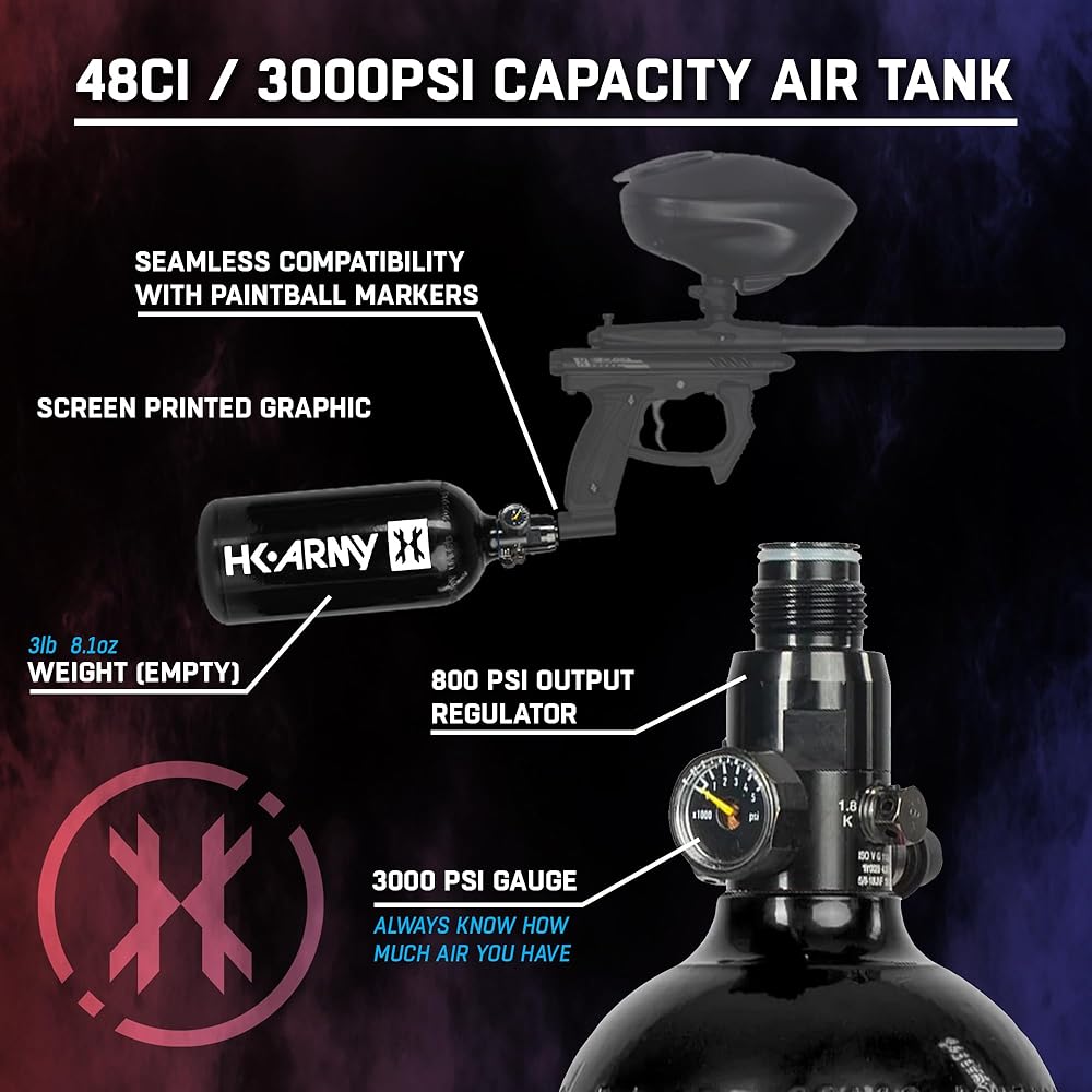 HK Army 48ci/3000psi Aluminum HPA Tank w/Neoprene Padded Cover - Black