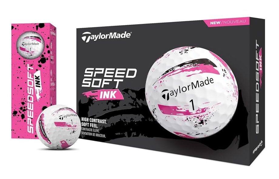 TaylorMade Golf SPEEDSOFT Ink Golf Balls Pink ONE Dozen