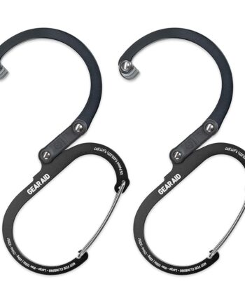 GEAR AID HEROCLIP Carabiner Gear Clip and Hook (Medium) for Camping, Backpack, and Garage Organization, Stealth Black, 2 Pack
