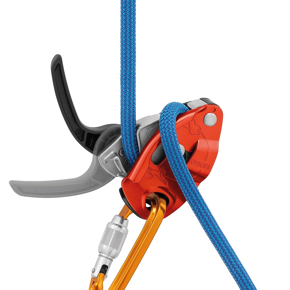 Petzl GRIGRI Belay Device - Belay Device with Cam-Assisted Blocking for Sport, Trad, and Top-Rope Climbing - Red/Orange