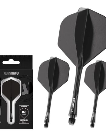 Winmau Darts Fusion Integrated Flight & Shaft System - No.2 Shape & Design - Black Colour, Medium Length