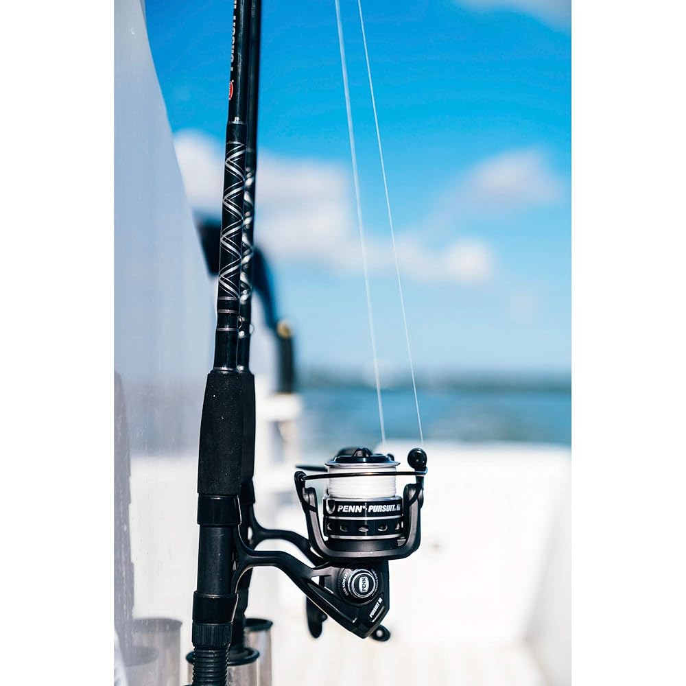 PENN Pursuit III Inshore Spinning Fishing Reel, Size 3000, Corrosion-Resistant Graphite Body and Line Capacity Rings, Machined Aluminum Superline Spool, HT-100 Drag System,Black/Silver
