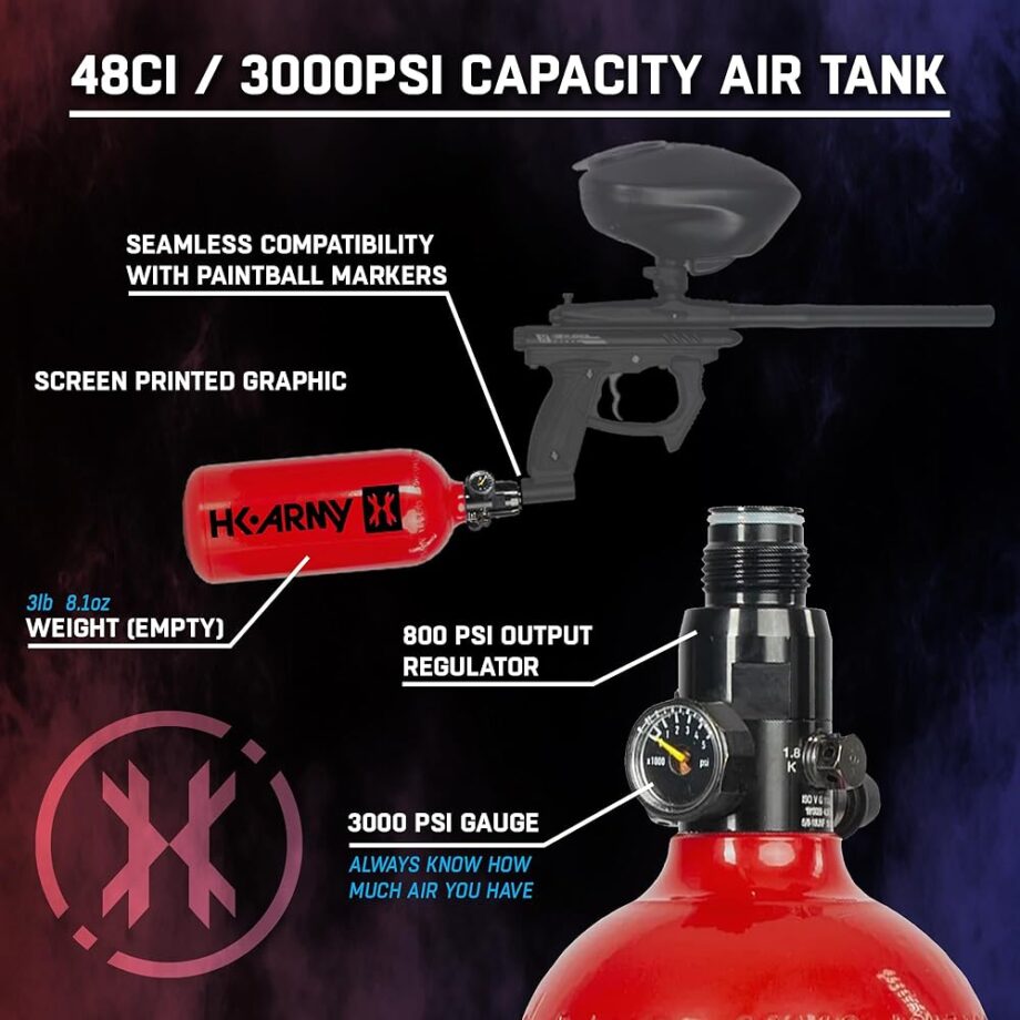 HK Army 48ci/3000psi Aluminum HPA Tank w/Neoprene Padded Cover - Red