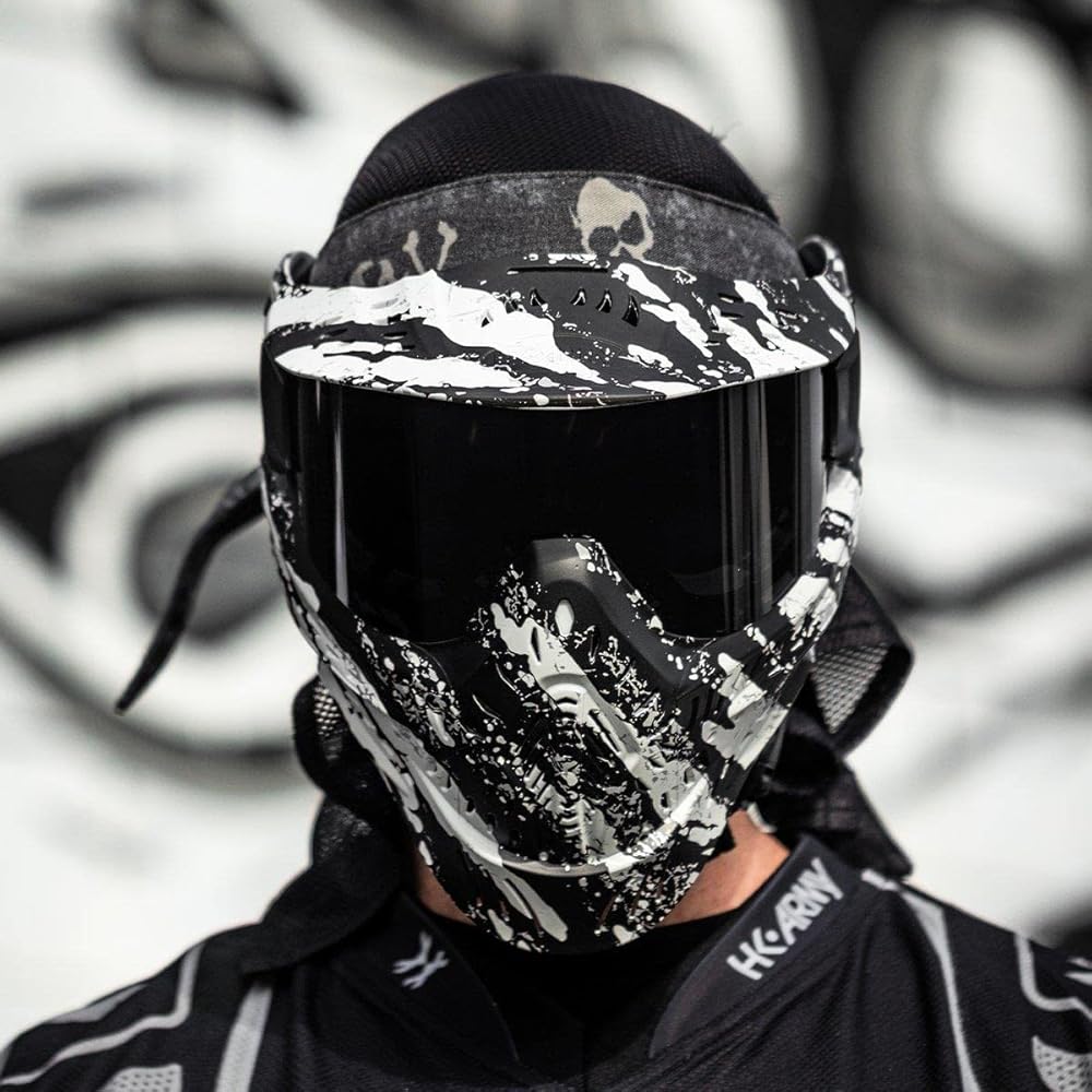 HK Army HSTL Goggle Paintball Airsoft Mask with Anti Fog Thermal Lens (Fracture Black/White/Smoke Lens)