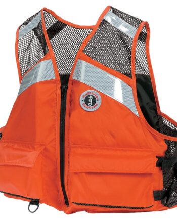 MUSTANG SURVIVAL - Industrial Mesh Vest with Solas Reflective Tape (Orange - XXXL) - USCG Approved, Large Front Pockets, mesh Shoulders, Side adjustments