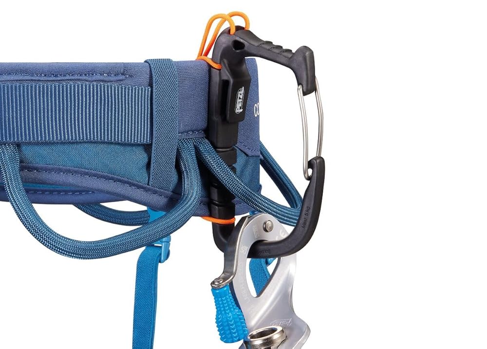 PETZL CORAX Comfortable and fully adjustable harness for gym and outdoor climbing, dual buckle waist, 2, navy blue