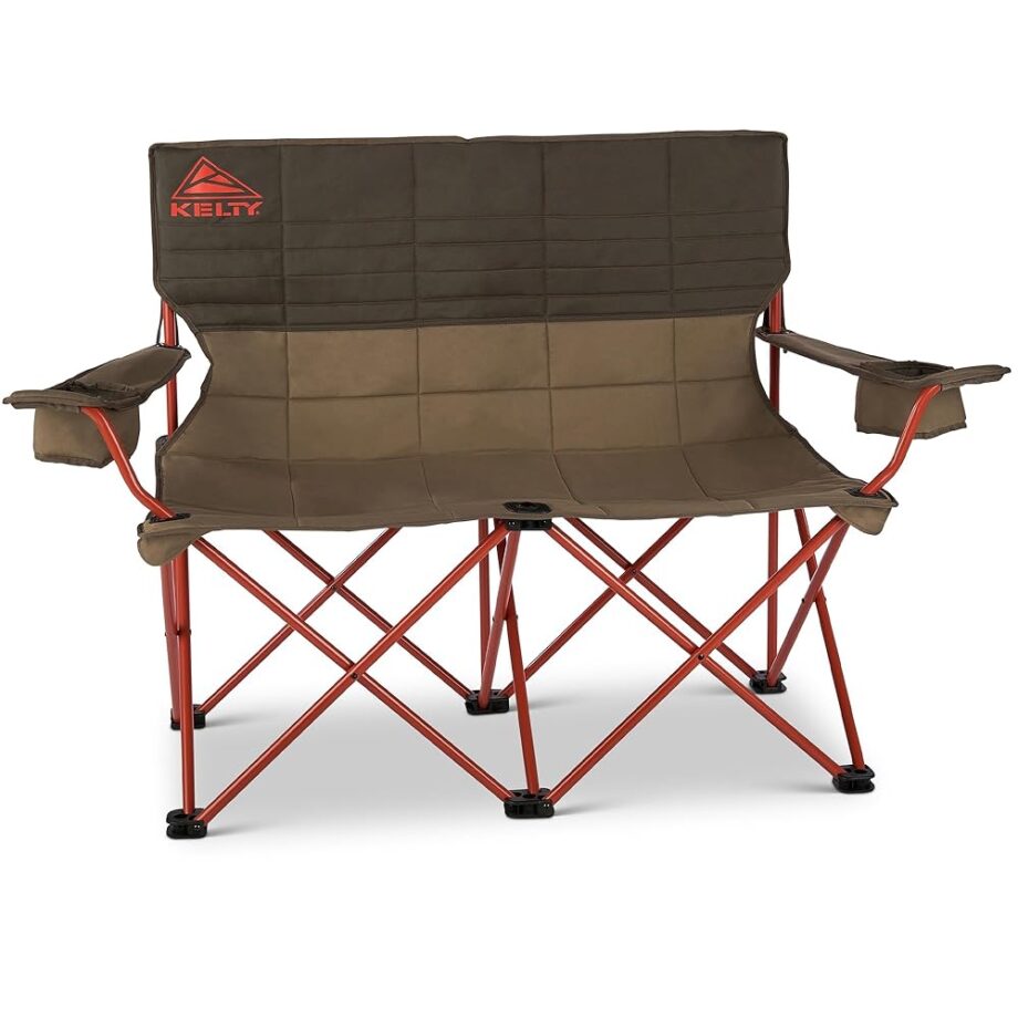 Kelty Loveseat Oversized 2-Person Heavy Duty Folding Camp Chair, Double Seat for Soccer Games, Tailgating, Beach Days (Regular Height/Bungee)