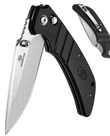 Mossy Oak Folding Pocket Knife, 4" Stonewash Stainless Steel Blade EDC Knife, G10 Handle with Axis Lock & Pocket Clip, Small Tactical Survival Knife for Hiking, Hunting, Outdoor Gifts for Men & Women