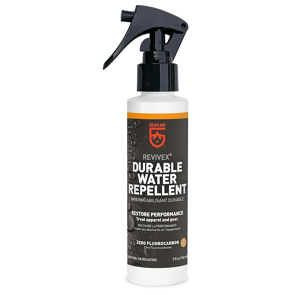GEAR AID Revivex Durable Water Repellent (DWR) Spray for Waterproofing, Restoring Performance on Nylon Jackets, Gore-TEX, Paddle and Camping Gear, Non-aerosol, 5 oz