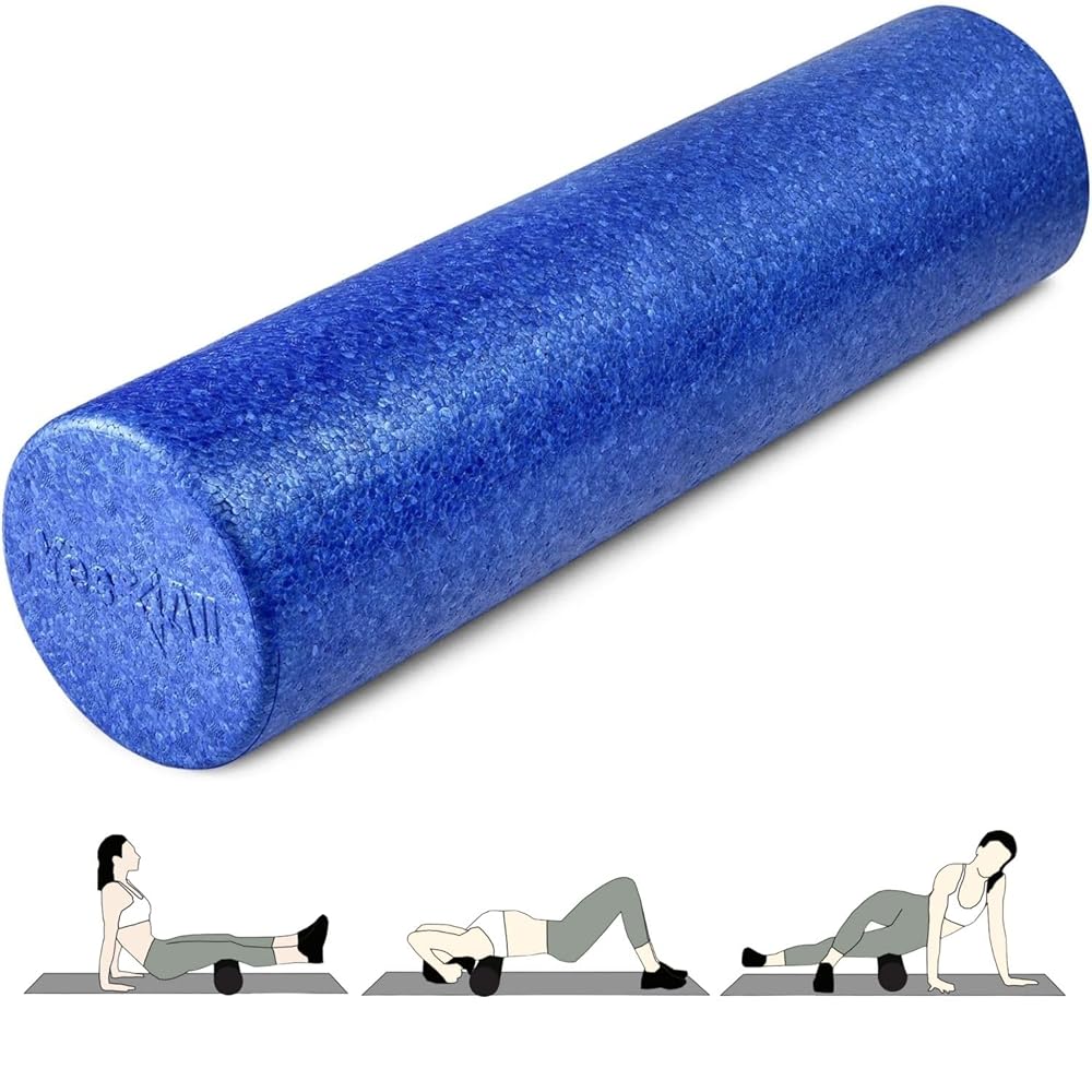 Yes4All High Density Foam Roller for Back, Variety of Sizes & Colors for Yoga, Pilates - Blue - 24 Inches