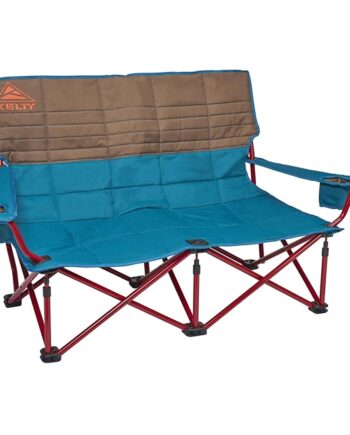 Kelty Low Loveseat Oversized 2-Person Heavy Duty Folding Camp Chair, Double Seat for Soccer Games, Tailgating, Beach Days (Low Height/Deep Lake)