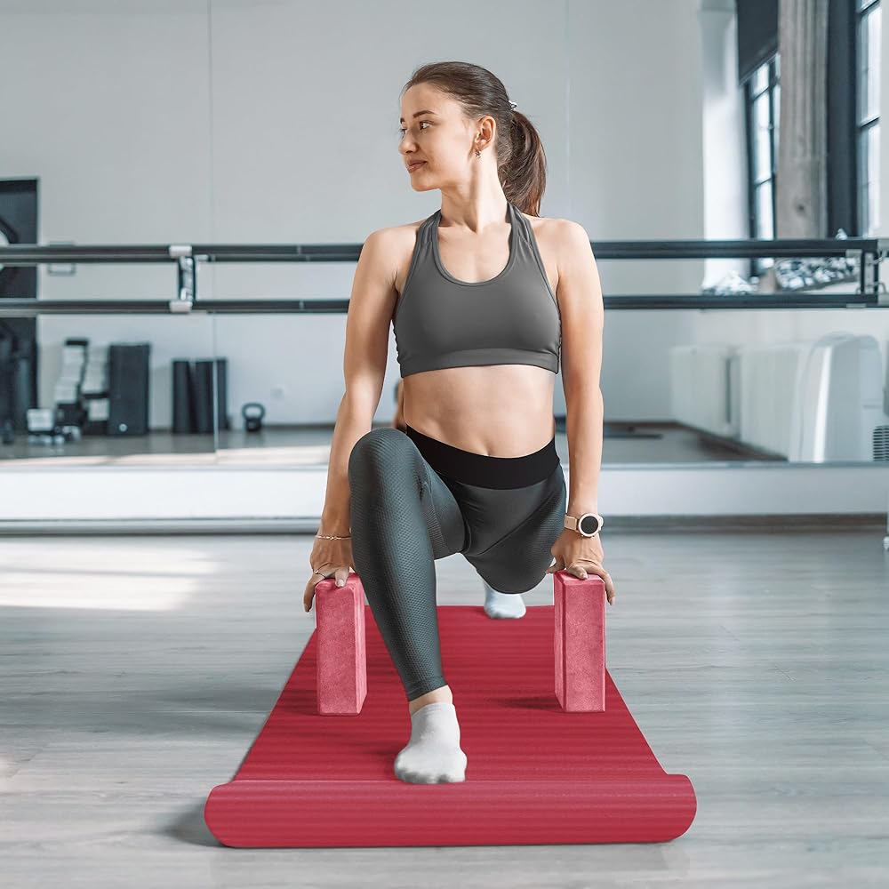 BalanceFrom 7-Piece Yoga Set with 71x24x0.5 Inches Extra Thick Mat and Carrying Sling – Includes 2 Blocks, Stretch Strap, 2 Towels, and Knee Pad for Home, Studio, and Gym Workouts
