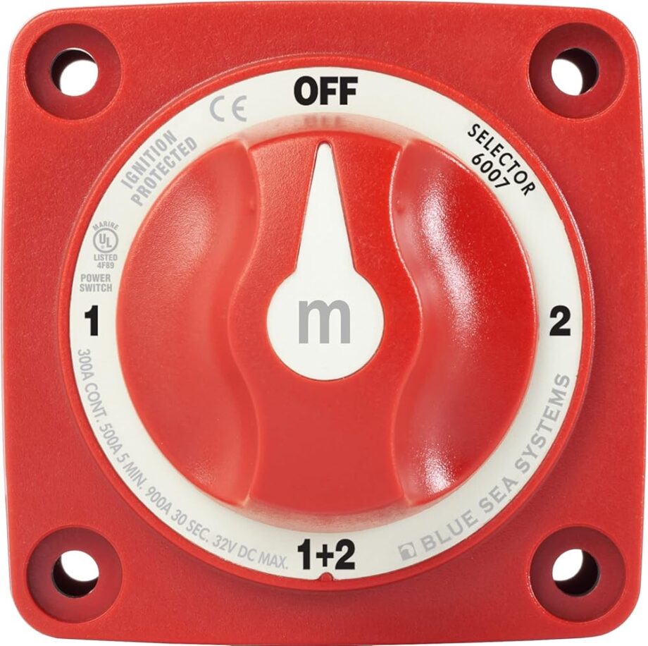 Blue Sea Systems 6007 m-Series Battery Switch 4 Position Mini Selector Switch, Red
