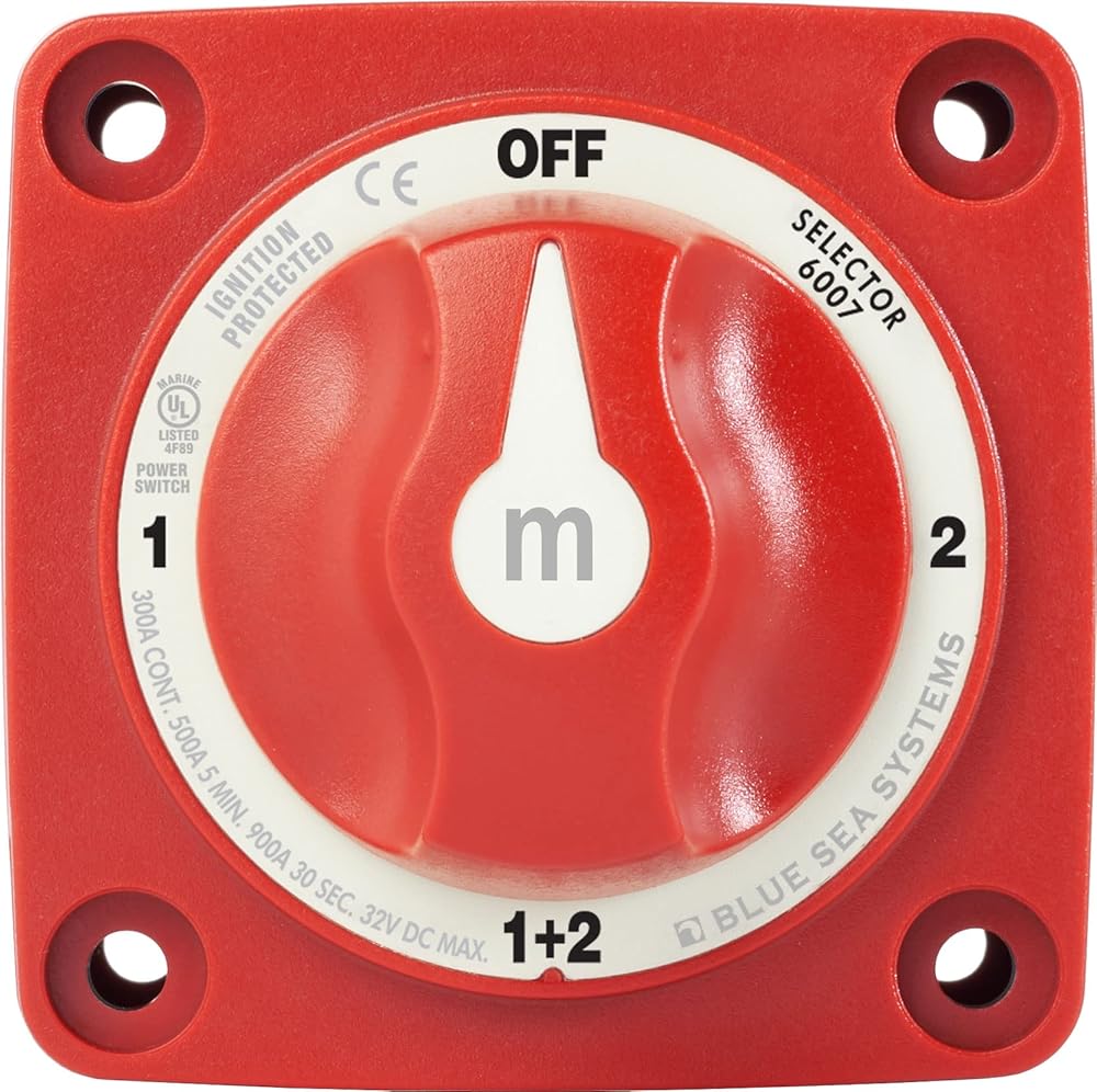 Blue Sea Systems 6007 m-Series Battery Switch 4 Position Mini Selector Switch, Red