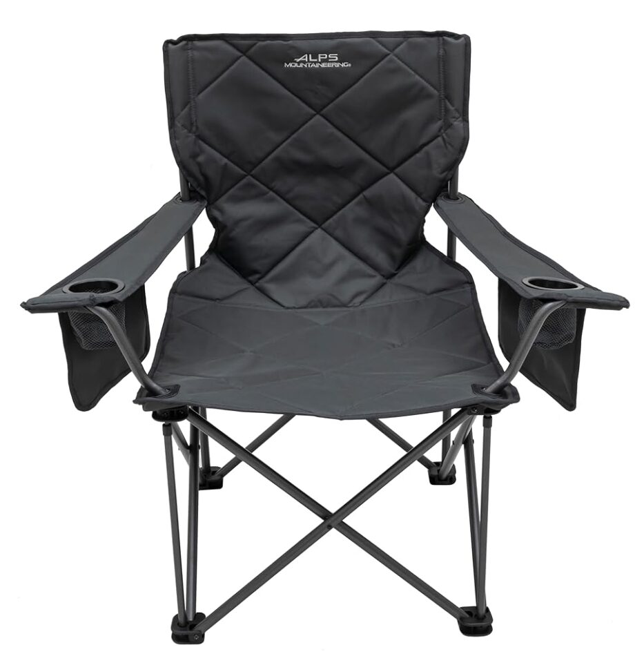 ALPS Mountaineering King Kong Camping Chairs for Adults with Mesh Cup Holders and Pockets, Built Durable and Reliable with Compact Foldable Steel Frame, Charcoal
