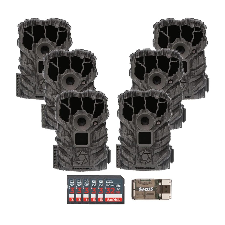 Stealth Cam Browtine 14MP Camera (6-Pack) Bundle with 32GB Ultra SDHC UHS-I Memory Card (6-Pack) and All-in-One High Speed USB 2.0 Card Reader (9 Items)