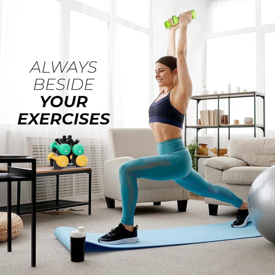 Yes4All 3-Tier Dumbbell Weight Rack Only, Compact Weight Stand for 1-8 LBS Dumbbells, Space-Saving Design for Home & Gym, Portable, & Easy to Assemble