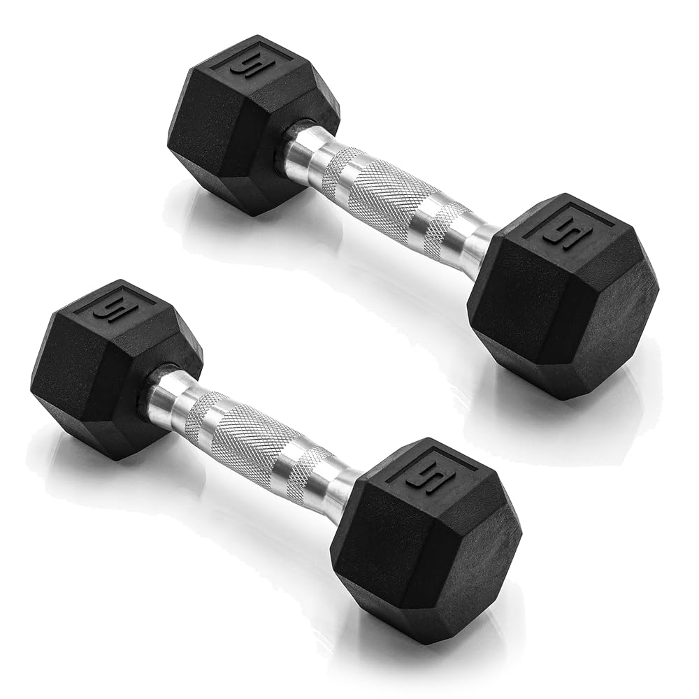 CAP Barbell 5 LB Pair Coated Hex Dumbbell Weight