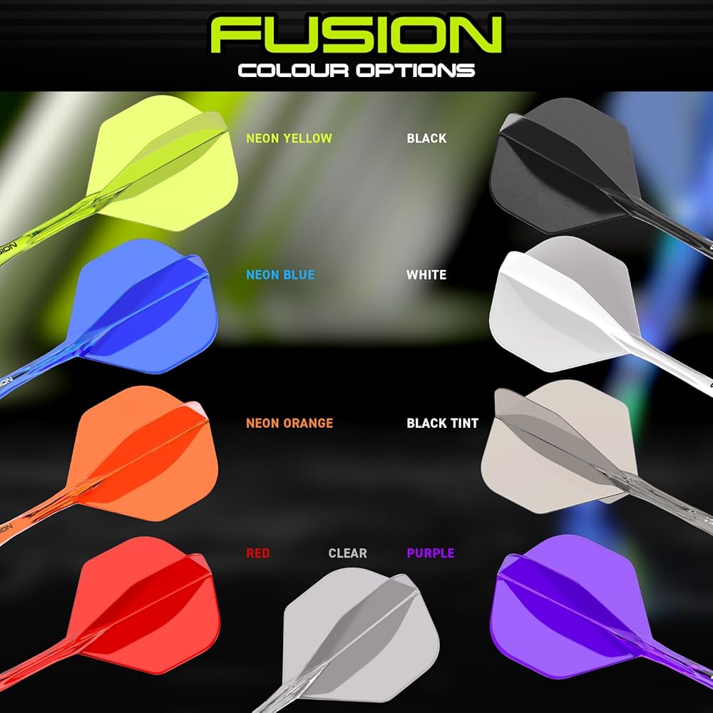 Winmau Darts Fusion Integrated Flight & Shaft System - No.2 Shape & Design - Purple Colour, Short Length