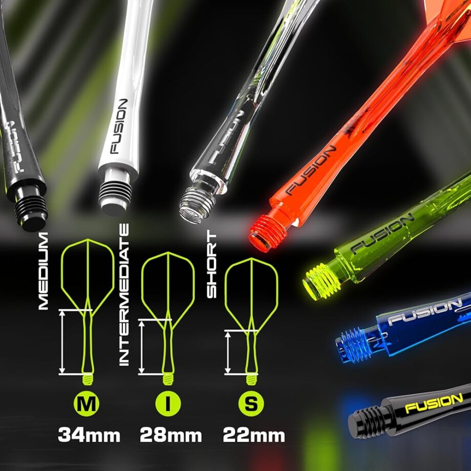 Winmau Darts Fusion Integrated Flight & Shaft System - No.2 Shape & Design - Mvg Design, Medium Length