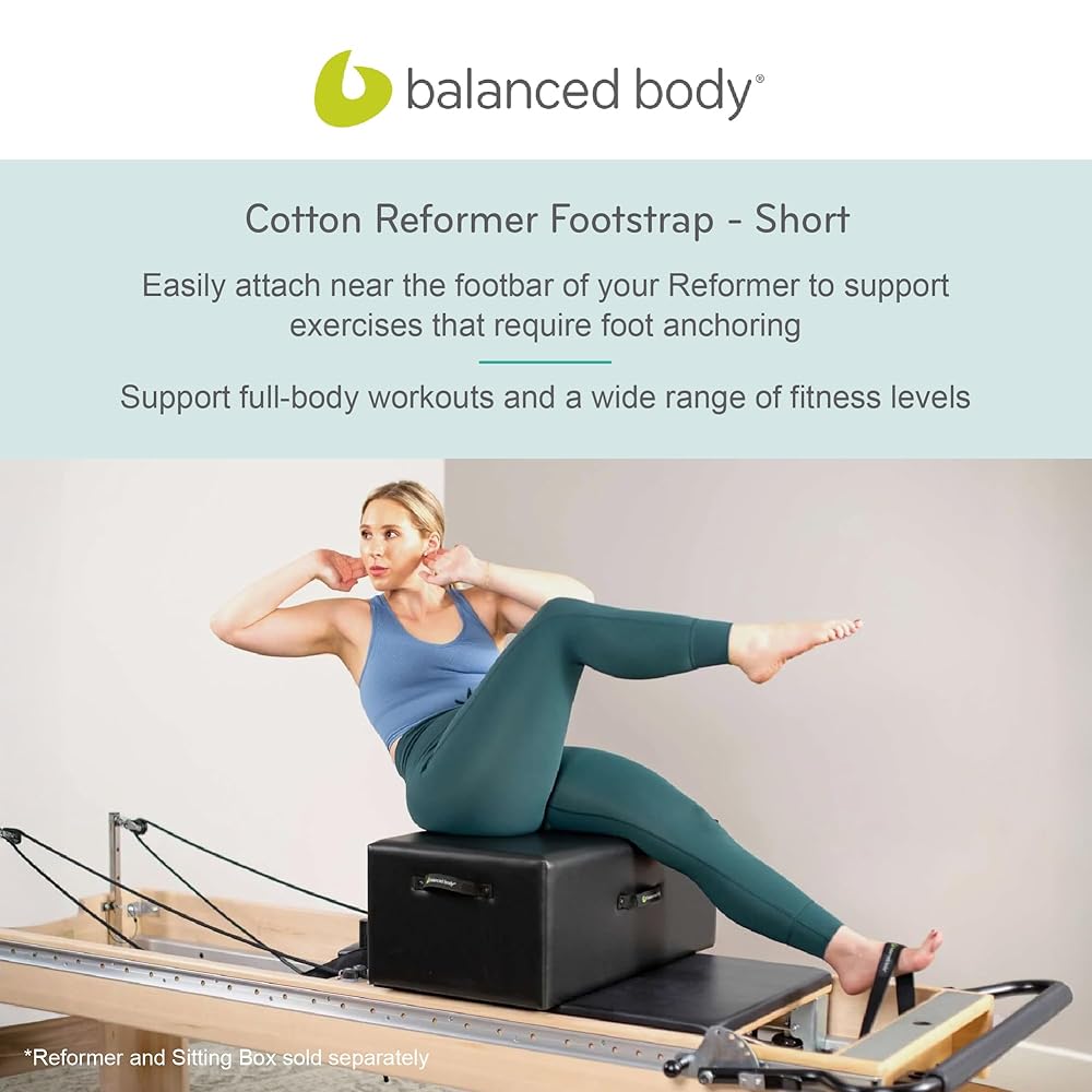 Balanced Body Short Cotton Footstrap for Pilates Reformer, Compatible with Studio Reformer with Classic and Infinity Footbar, Clinical, Fletcher, Rialto Reformers, Accessory, 25.5 Inches