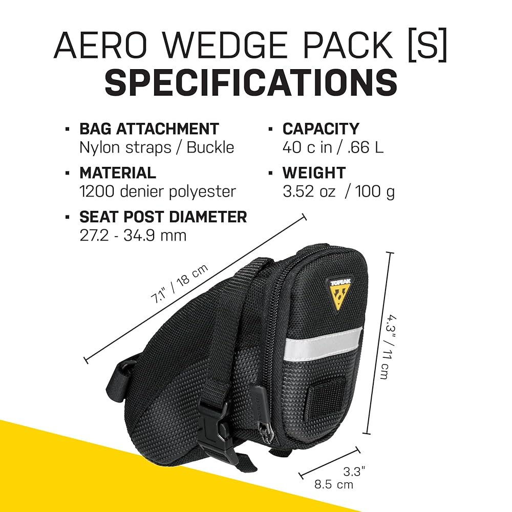 Aero Wedge Pack, w/ strap mount, Small, Black