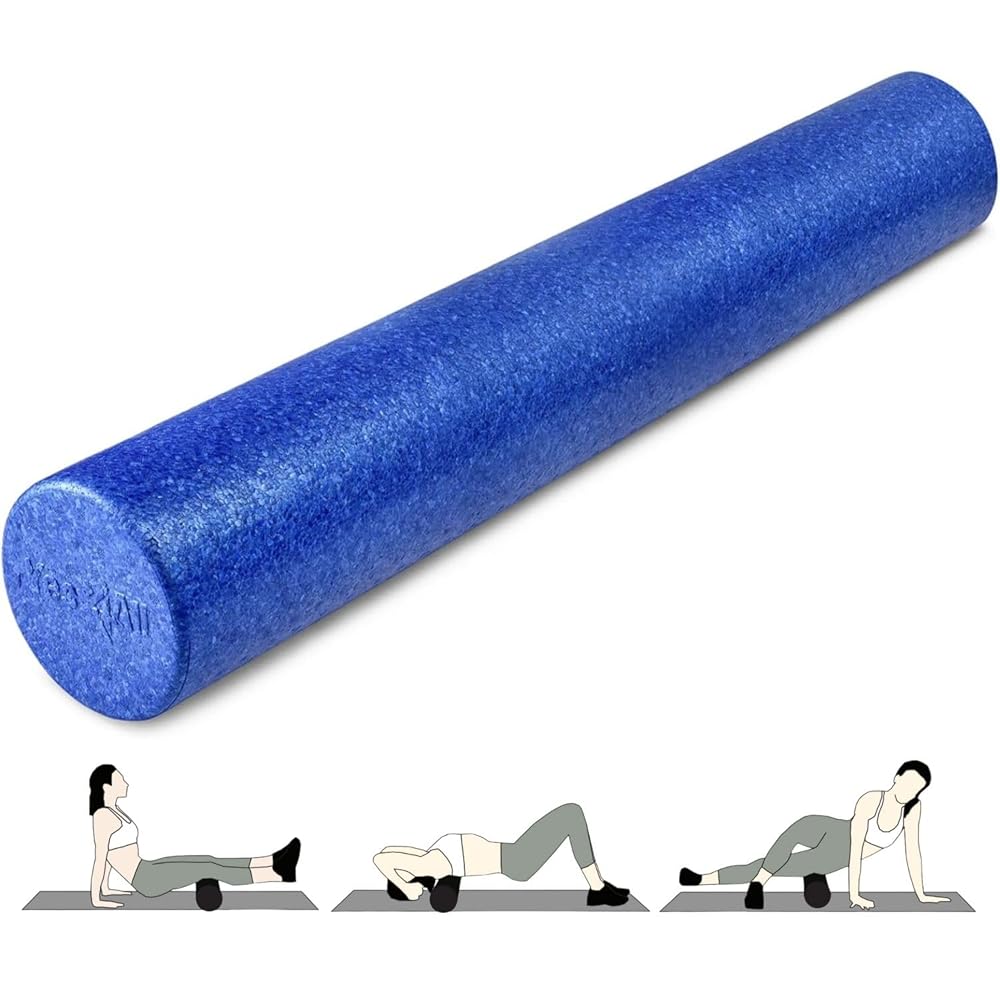 Yes4All High-Density Round Back Roller Foam, Exercise Foam Roller for Yoga, Pilates & Stretching - Blue - 36 Inches