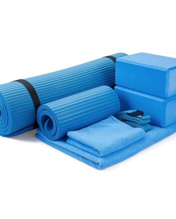 BalanceFrom 7-Piece Yoga Set with 71x24x0.5 Inches Extra Thick Mat and Carrying Sling – Includes 2 Blocks, Stretch Strap, 2 Towels, and Knee Pad for Home, Studio, and Gym Workouts