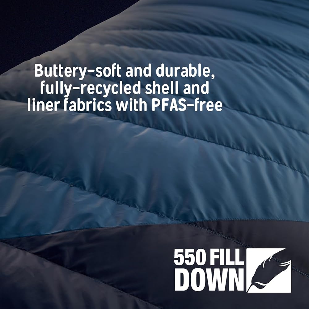 Kelty Cosmic 20 Down Mummy Sleeping Bag for Backpacking, Campers, 550 Fill Power, Recycled Fabrics with PFAS-Free DWR, Designed in Sunny Colorado, USA, 2024 Model (Long)