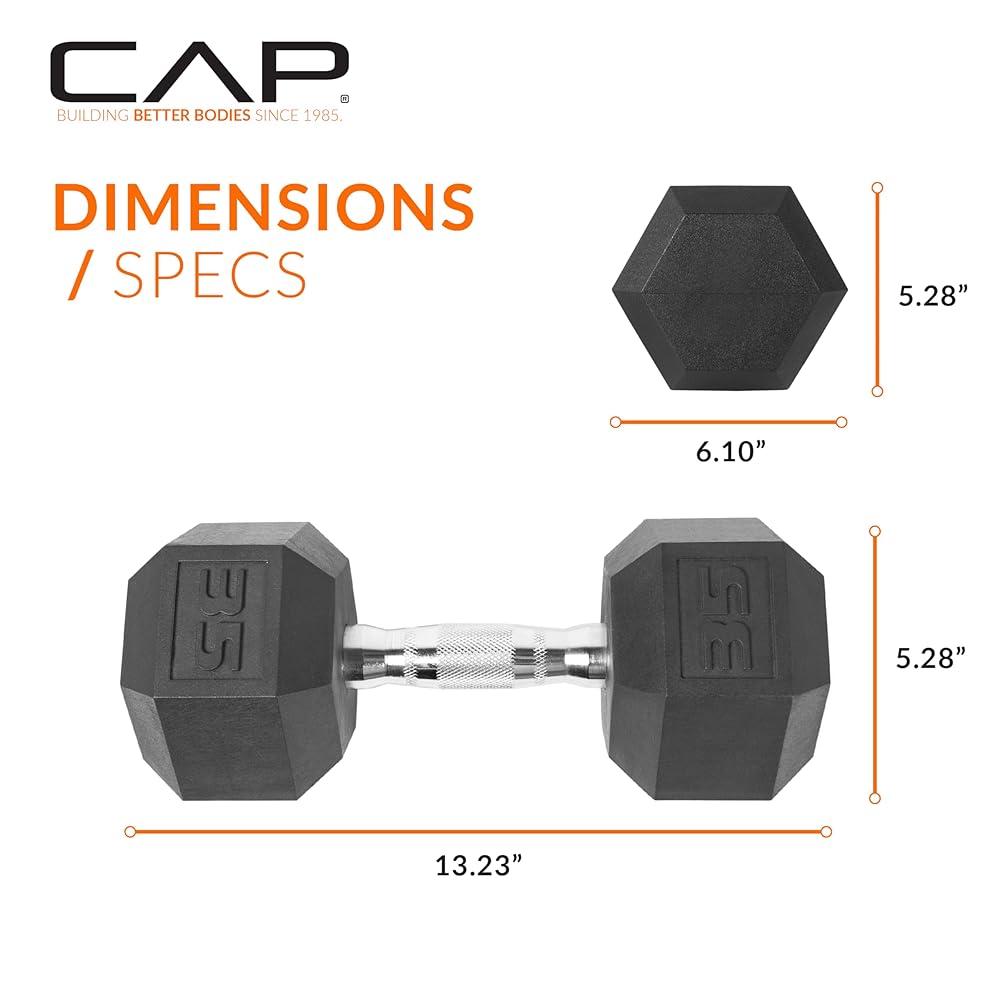 CAP Barbell 35 LB Pair Coated Hex Dumbbell Weight