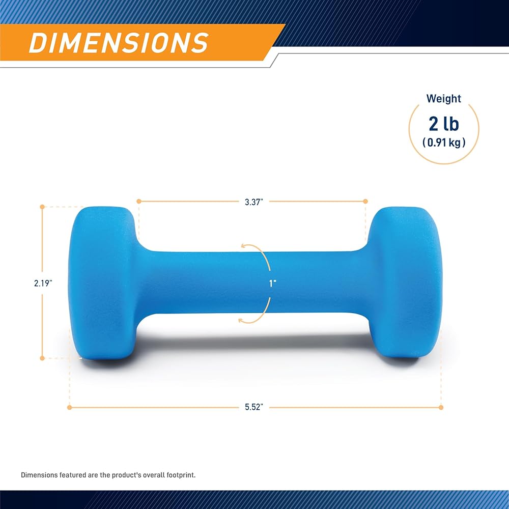 Marcy Neoprene Dumbbell, Single Piece, 2-lb, Azure